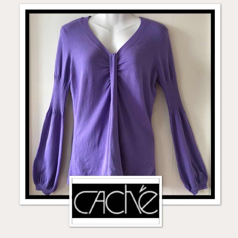 NWT Cache Purple Top with Beautiful Long Sleeves